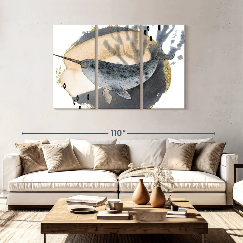 Brampt Boho Style Narwhal, 48" H x 74" W