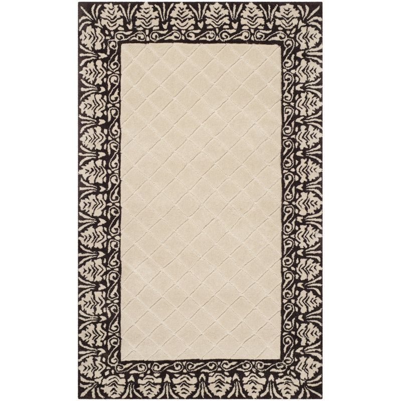 Tapis géométrique crocheté à la main Caine, Rectangle 3 pi x 5 pi