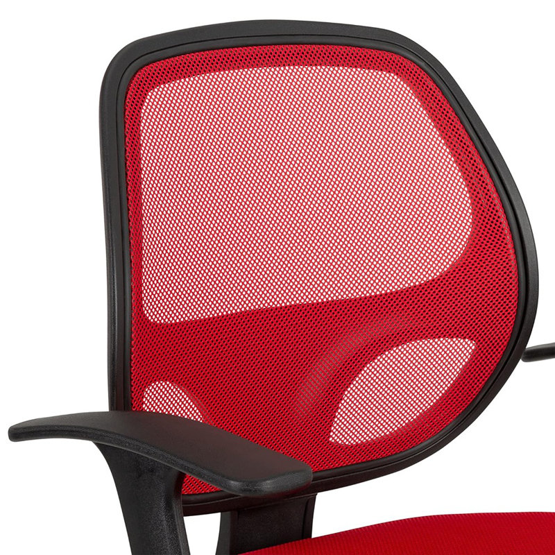 Red Mesh Mid-Back Office Chair with Adjustable Arms