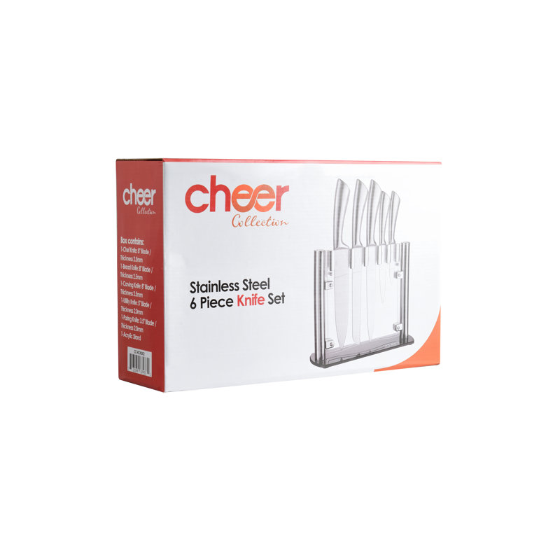 Cheer Collection Cheer Collection 6 Piece Stainless Steel Knife Block Set