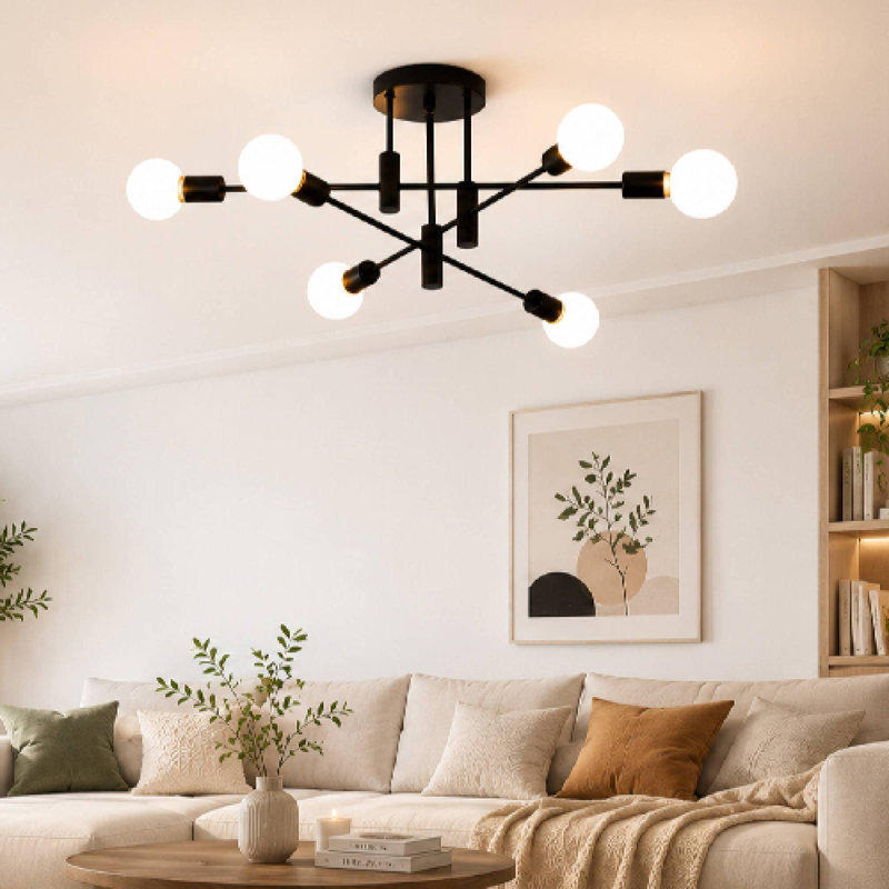 Coblitz 6-Light 62cm Sputnik Semi Flush Mount, Black