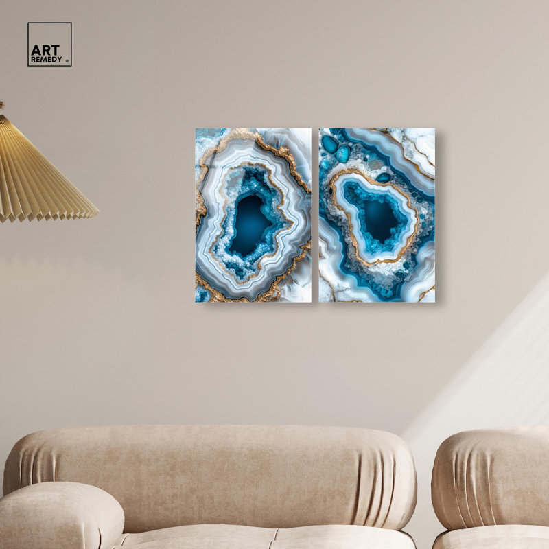 Ensemble d'art mural en acrylique Godeed Geode Eye par Art Remedy, prêt à être accroché, H 15 po x l 10 po