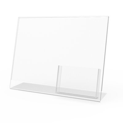 11" x 8.5" Plexiglass Lucite Clear Acrylic Slanted Sign Holder with Brochure Holder