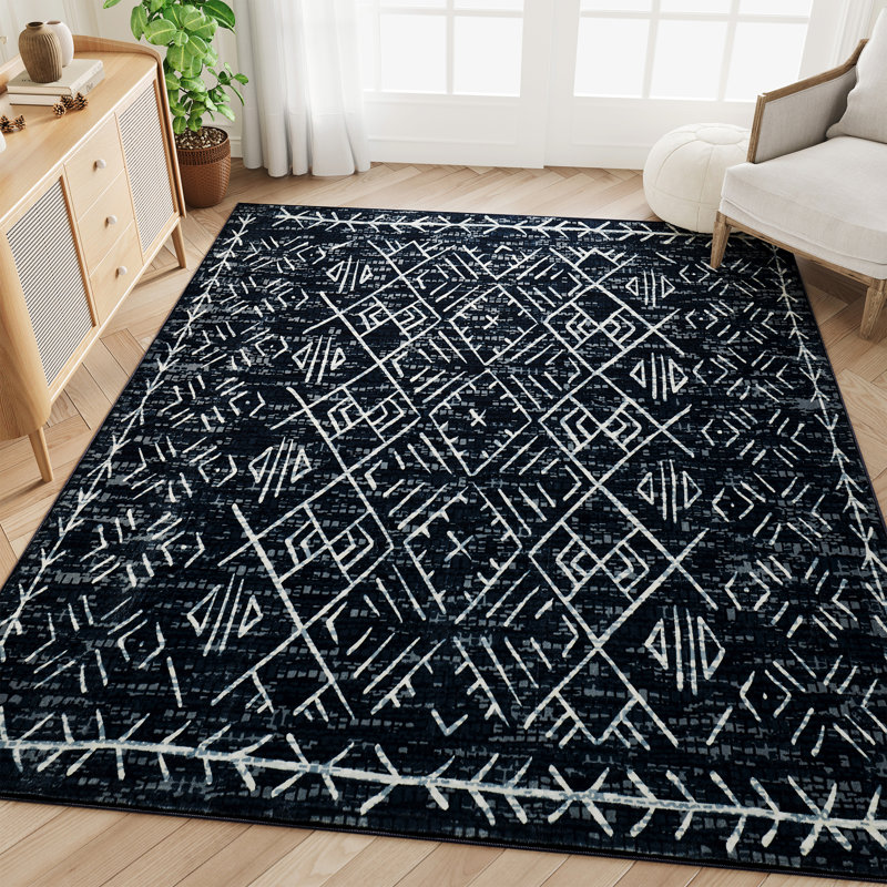 Tapis en coton imitation cachemire antidérapant, Rectangle 4 pi 9 po x 6 pi 9 po, Vert