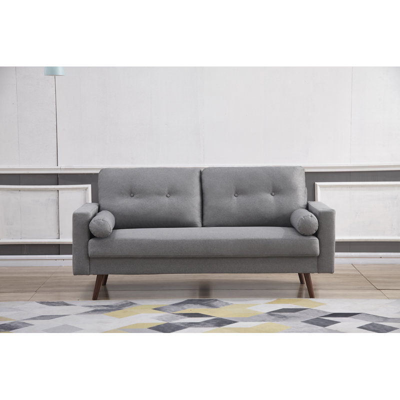 Espana Upholstered 71'' Sofa, Light Gray Polyester