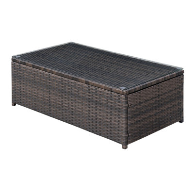 34.25" W Contemporary Coffee Table, Brown/Beige