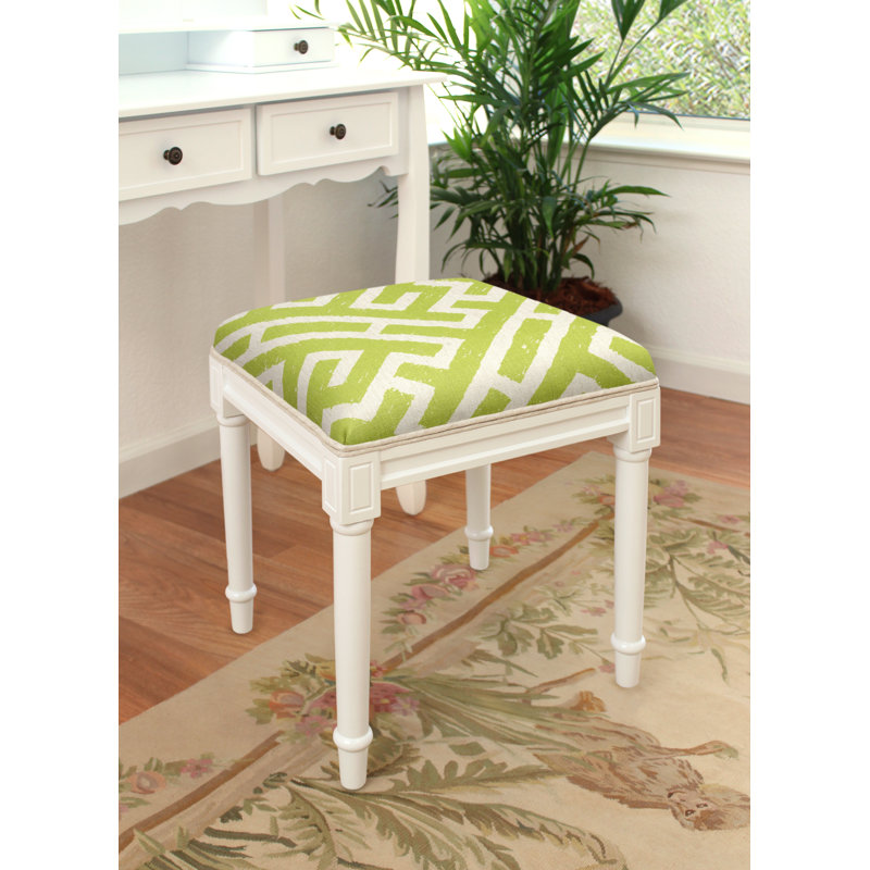 Azocar Solid Wood Accent Stool, White/Chartreuse Green
