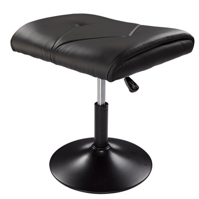 Upholstered Height Adjustable Footrest Stool, Swivel PU Leather Foot Stool, Under Desk & Living Room Ottoman Vanity Accent Stool for Office, Living Room & Vanity