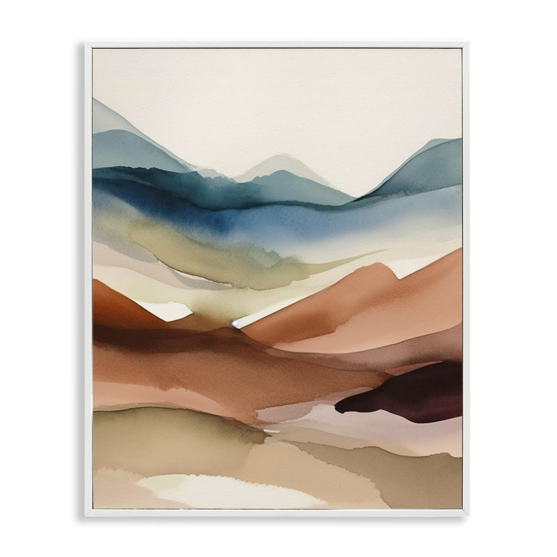 Paysage abstrait du désert, impression sur bois, Giclée encadrée blanc bord de mer, H 20 po x l 16 po x P 1,5 po