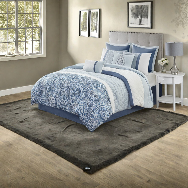 Ensembles de literie de luxe 8 pièces, polyester damassé très grand californien pour la maison