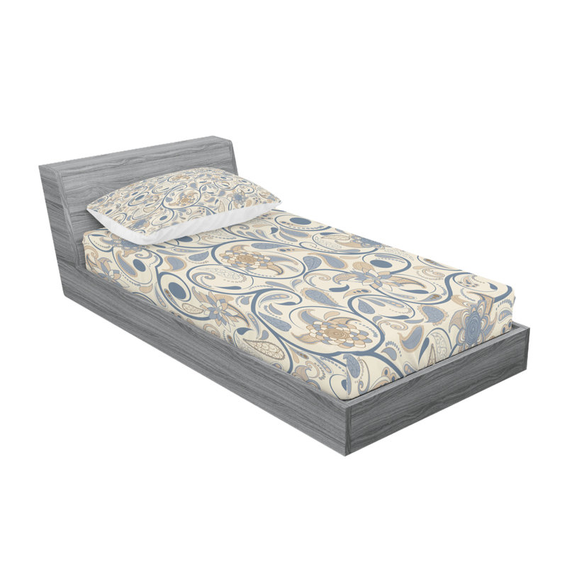 Ensemble de draps et taies décoratives Ambesonne, bleu ardoise, beige et brun clair
