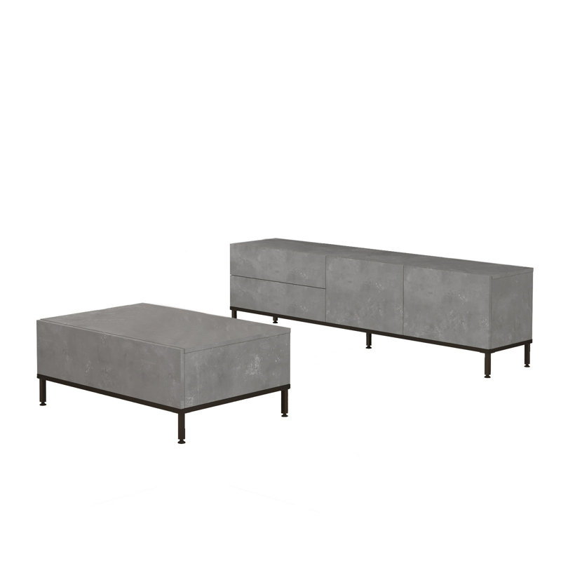 Living Room Furniture Set, Gris / noir