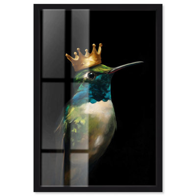 Art mural oiseau couronné azur II Shadowbox