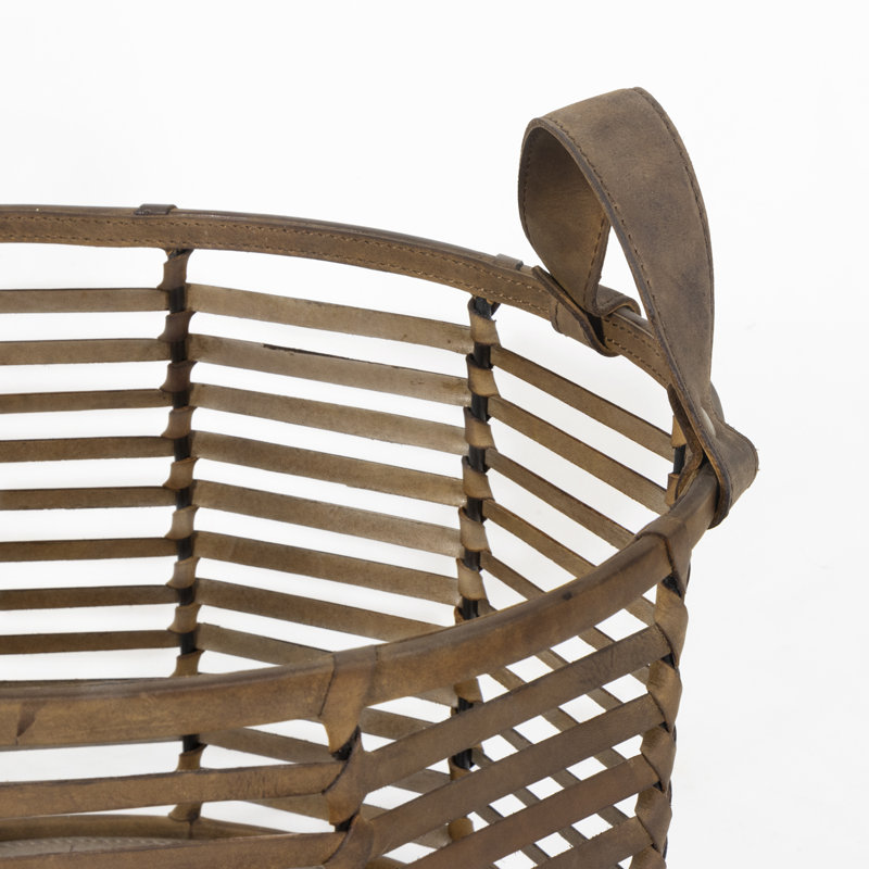 Regina Andrew Finn Leather Basket, 13.25" H x 15" W x 15" D