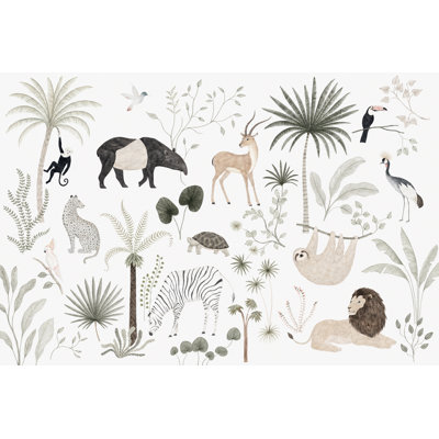 White Background Wallpaper Tropical Removable Botanical Wall Decor