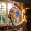 Vitrail Coucher de soleil (1) Panneaux de vitrail Attrape-soleil pour décoration de fenêtre-736094482
