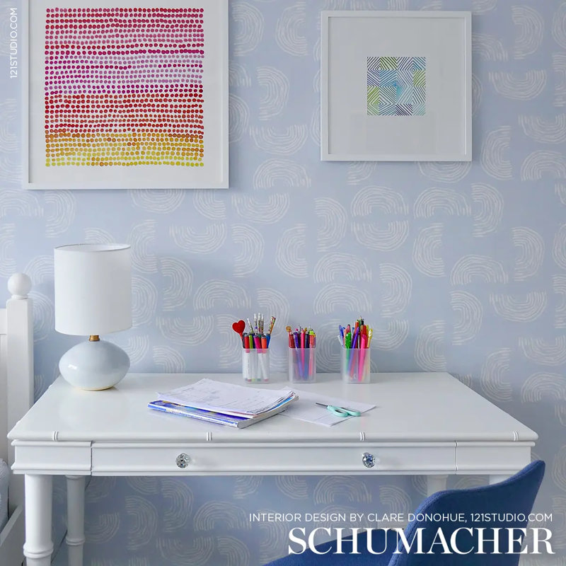 Schumacher x Caroline Z Hurley Quansoo Wallpaper, Ivory Sky