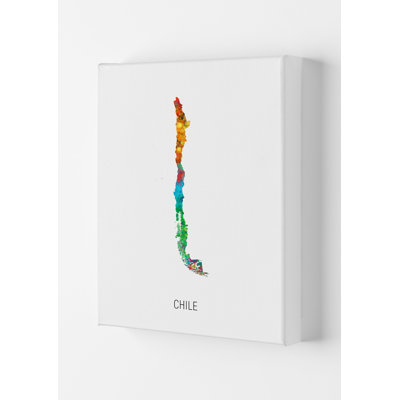 Chile Watercolour Map by Michael Tompsett - Print
