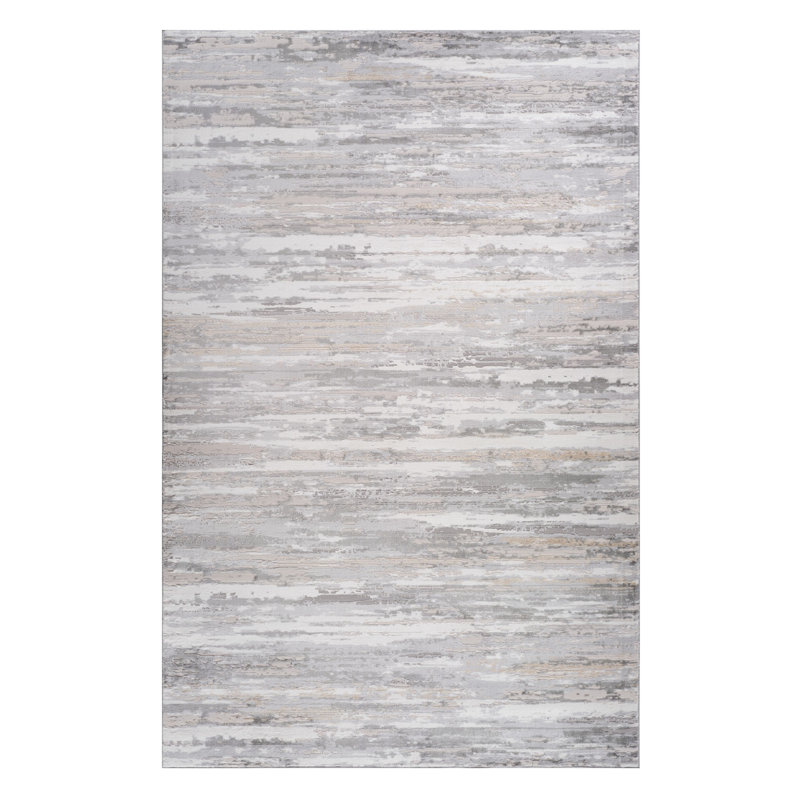 4' X 6' Gray and Beige Abstract Distressed Area Rug