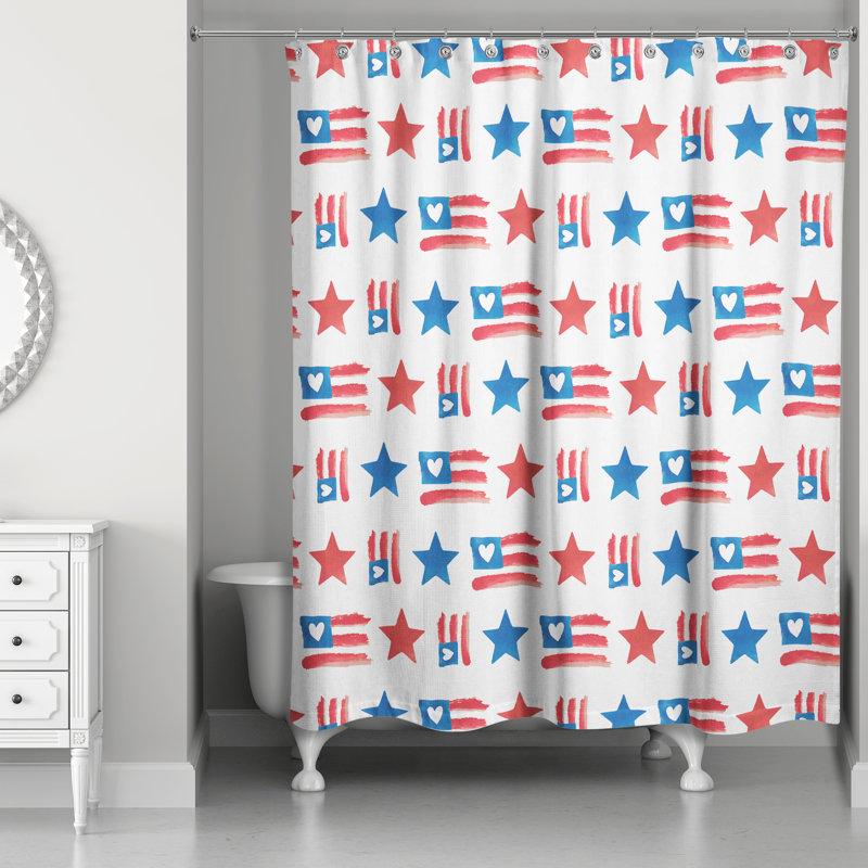 Rideau de douche simple Drapeaux et étoiles
