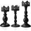 Ensemble de porte-bougies vintage pour centre de table de 3 à 11 po 9 po 8 po - Support de bougie en métal noir mat