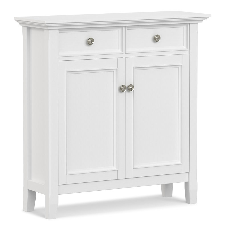 Manervia 36"W Solid Wood Entryway Storage Cabinet With 2 Drawers And Adjustable Shelves, White