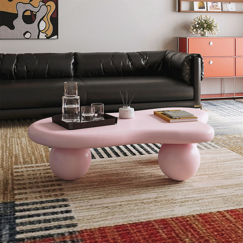Table basse en forme de nuage, 11.7" H x 40" W x 26.8" D, Rose, Rose
