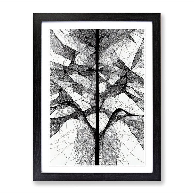 FRM-V0523-22X Abstract Line - Single Picture Frame Print, Black Framed, 64cm H x 46cm W x 2cm D