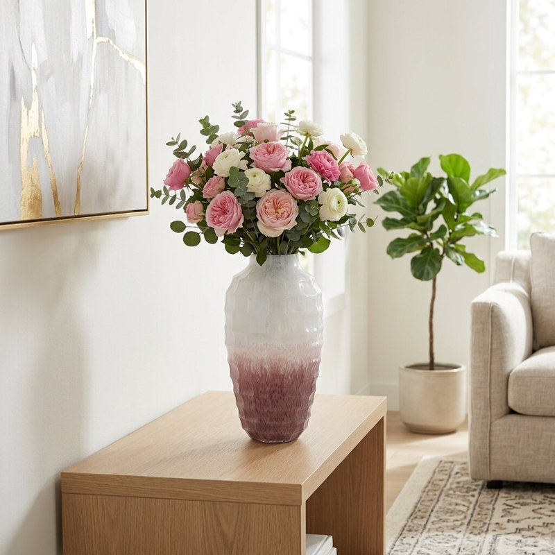 Vase en verre Modern, H 16 po x l 8 po x P 8 po