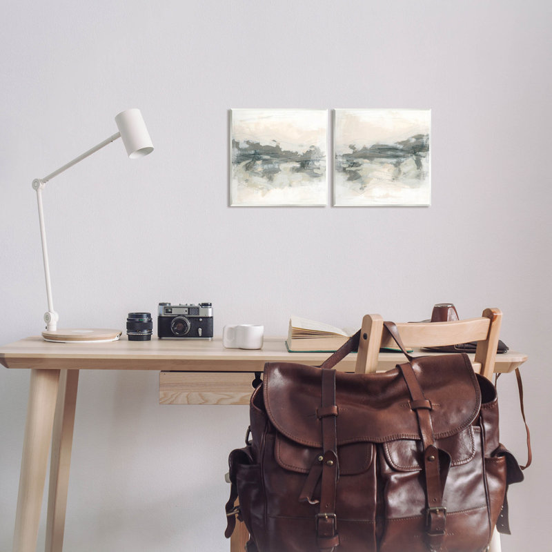 Modern Abstract Gray and Beige Wood Wall Art Set