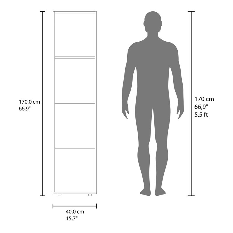 Armoire de rangement compacte à 4 tablettes pour une organisation polyvalente, Noyer