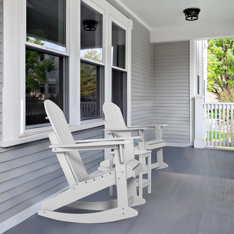 Ensemble de 2 chaises berçantes surdimensionnées toutes saisons Adirondack, Blanc