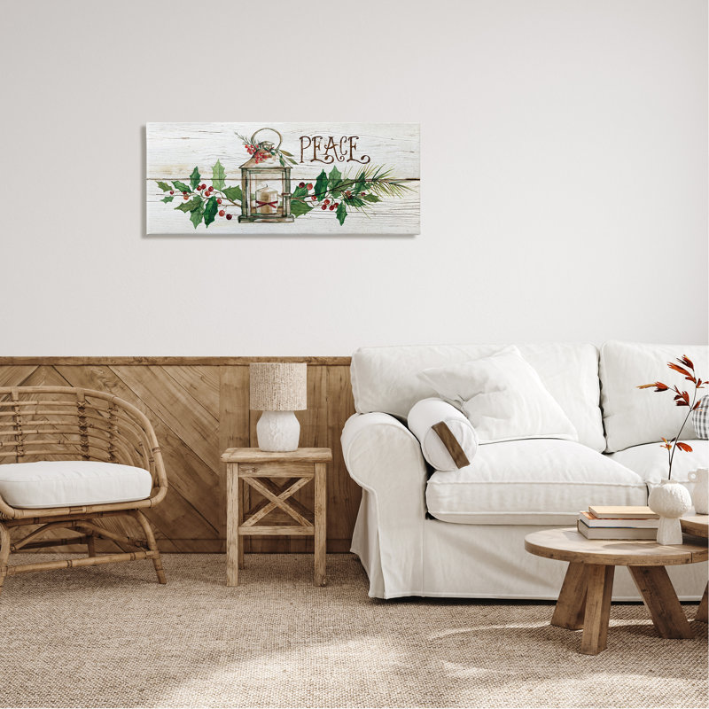 «August Grove® Peace Winter Berries», art mural sur toile par Carol Robinson, H 17 po x l 40 po x P 1,5 po