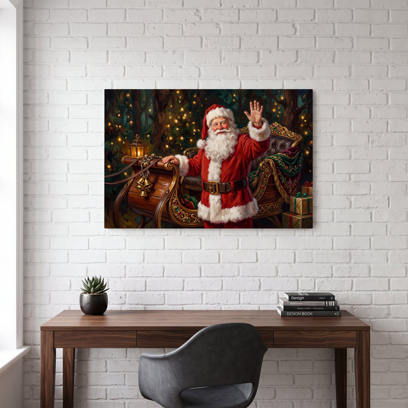 Art mural sur toile, Père Noël, H 12 po x l 18 po