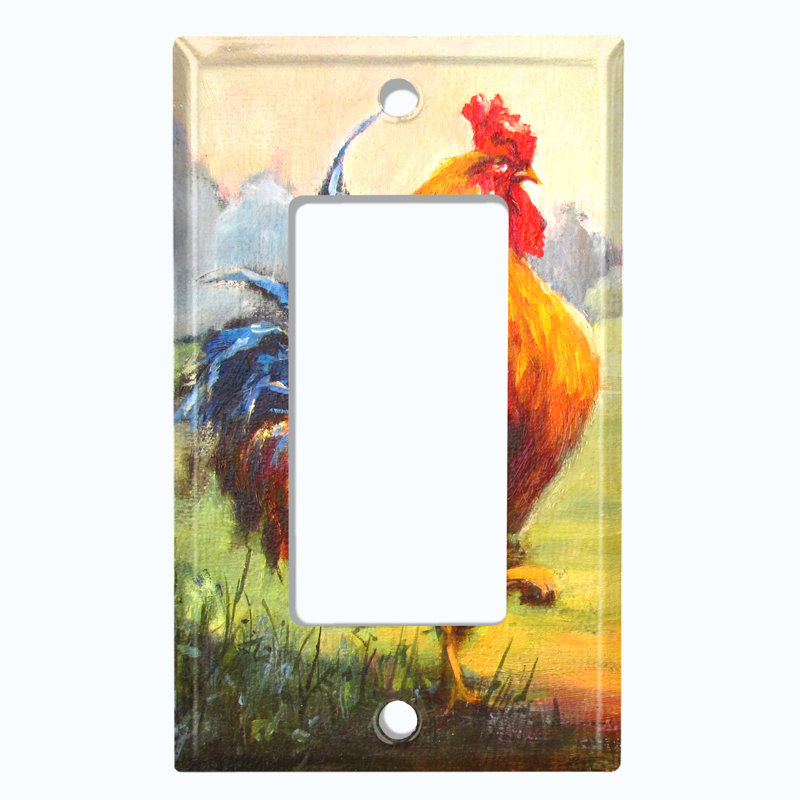 Plaque murale coq avec poules