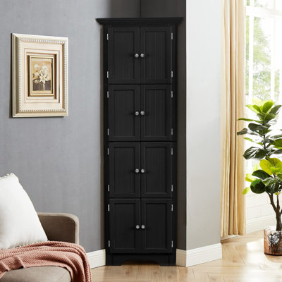 Tall Storage Cabinet with Doors and 4 Shelves for Living Room, Kitchen, Office, Bedroom, Bathroom