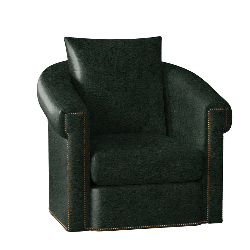 Andre Swivel Armchair, French Natural, Anilina Hunter Genuine Leather