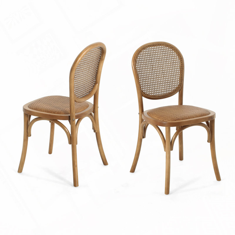 PE Wicker Outdoor Chairs, Brown Cushion/Natural Frame