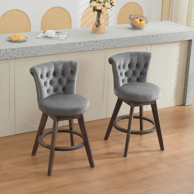 Tabouret de bar pivotant à 360 °, Gris