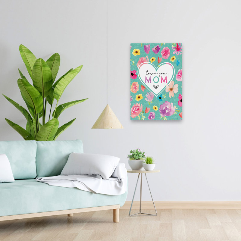 Love You Mom - Art contemporain inspirant de la fête des Mères, H 16 po x l 24 po