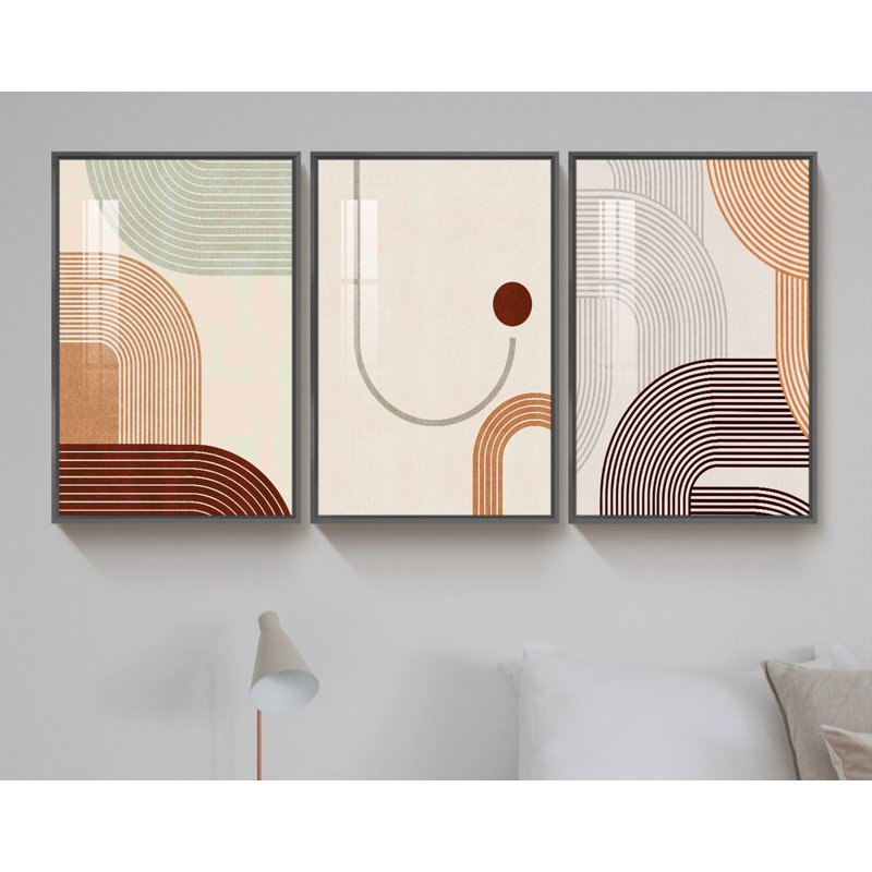 Boho - 3 pièces d'une seule photo encadrée sur toile, L 12 po x H 16 po, Noir
