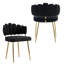 Ensemble de chaises de salle à manger élégantes en velours capitonné et dossier tressé avec pieds en métal-317598100-317598103