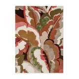 Calathea Hand Tufted Wool/Rayon/Viscose Abstract Area Rug in Amber/Brazillian Rosewood