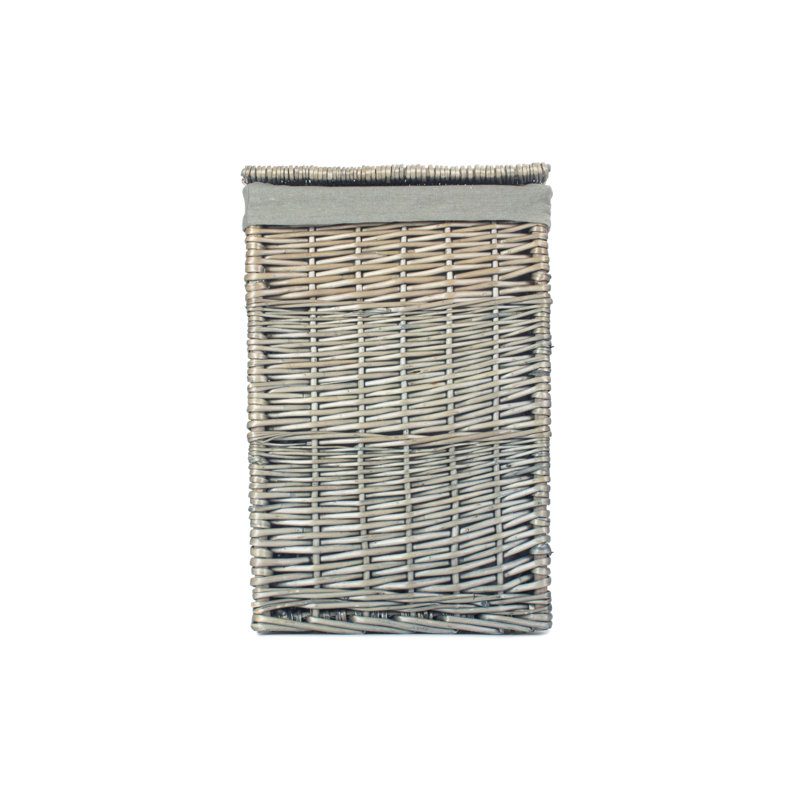 Wicker Square Laundry Basket with Sage Lining, 50cm H x 34cm W x 34cm D, Antique/Grey