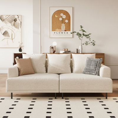 Arenzville 82.67" Modern Soft Cushion Fabric Sofa With Throw Pillows