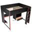 Lit double, lit mezzanine en bois, fini noir, bureau intégré, garde-robe, DEL, tiroir, rangement, expérience noir, peu encombrant, fonctionnel-913168879