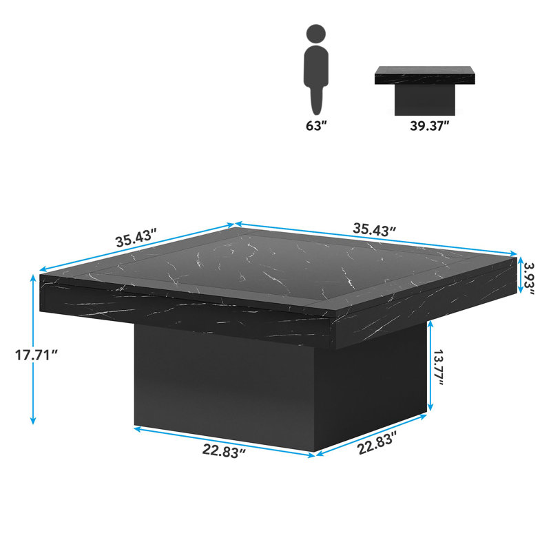 Table basse, Faux marbre noir / noir