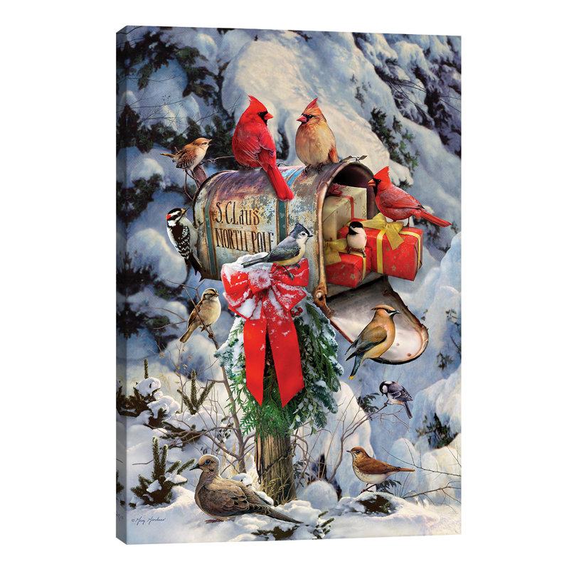 Christmas Birds At Mailbox by Greg & Company - Wrapped Canvas Print, 101.6 cm H x 66.04 cm W x 3.175 cm D