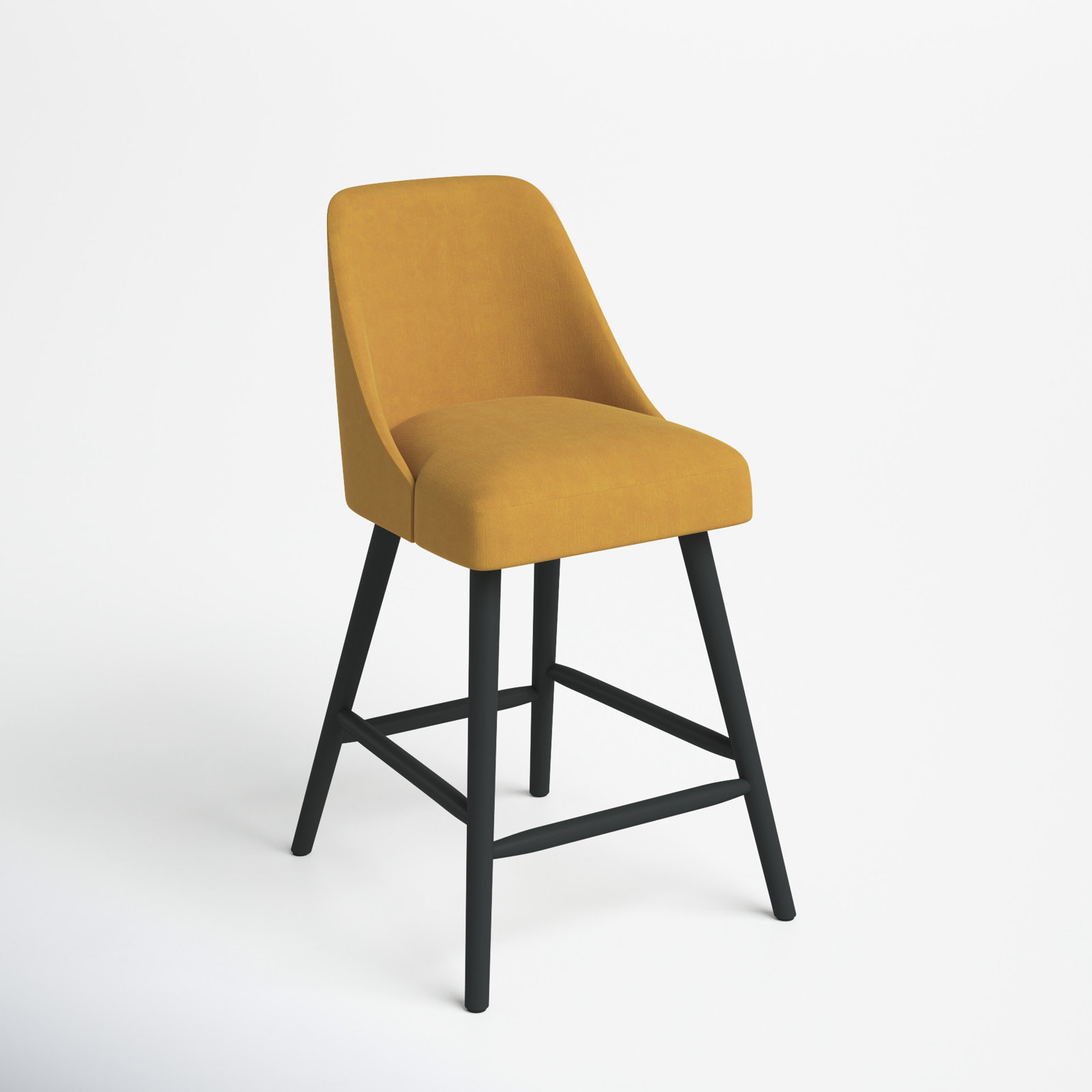 Gallie Counter & Bar Stool, Counter Stool (27" Seat Height), Mustard Velvet