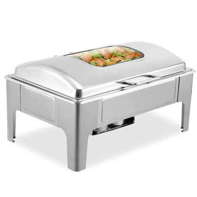Roll Top Chafing Dish Buffet Set, 9 Quart Full Pan Chafer